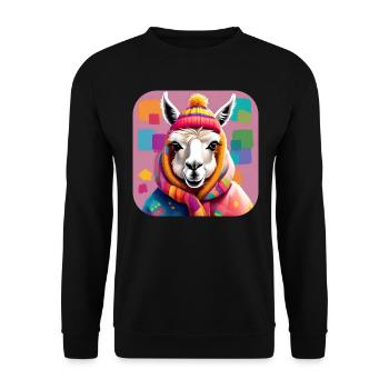Lama d’hiver cool et confortable - Sweat-shirt Unisexe - noir - Devant - Alina (178cm) & Michal (187cm)