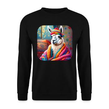 Lama d’hiver cool et confortable - Sweat-shirt Unisexe - noir - Devant - Alina (178cm) & Michal (187cm)