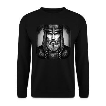 Stolzer Wikinger Krieger Germane - Unisex Pullover - Schwarz - Vorne - Alina (178cm) & Michal (187cm)