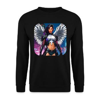 Ange cybergoth cool - Sweat-shirt Unisexe - noir - Devant - Alina (178cm) & Michal (187cm)