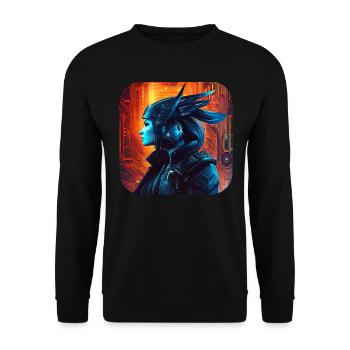 Proud Cyberspace Viking Woman - Unisex Sweatshirt - black - Front - Alina (178cm) & Michal (187cm)