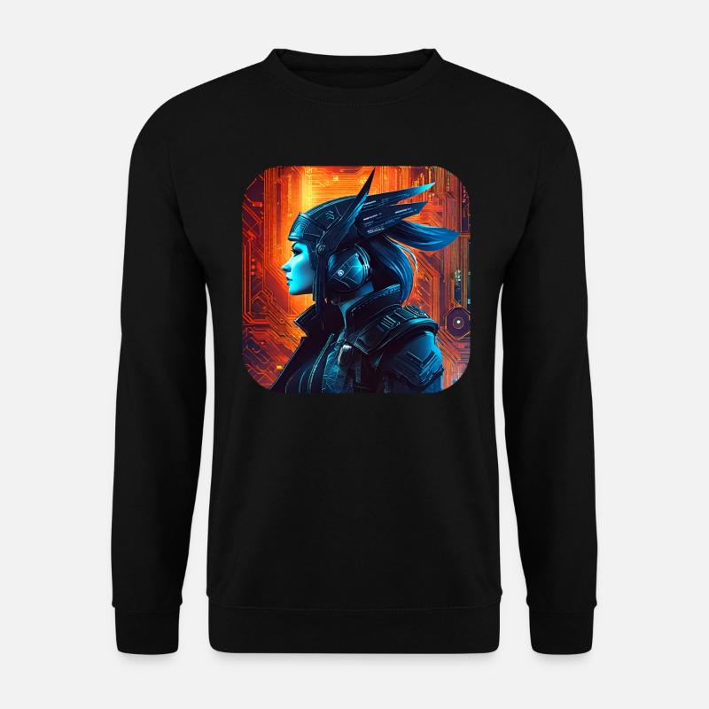 Stolze Cyberspace Wikingerin - Unisex Pullover - Schwarz