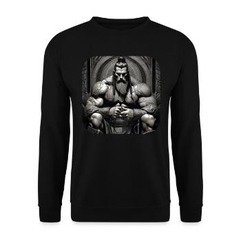 Proud Viking Warrior Germanic - Unisex Sweatshirt - black - Front - Alina (178cm) & Michal (187cm)