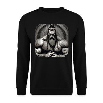 Stolzer Wikinger Krieger Germane - Unisex Pullover - Schwarz - Vorne - Alina (178cm) & Michal (187cm)