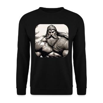 Stolzer Wikinger Krieger Germane - Unisex Pullover - Schwarz - Vorne - Alina (178cm) & Michal (187cm)