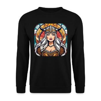 Proud Viking Germanin Shieldmaiden - Unisex Sweatshirt - black - Front - Alina (178cm) & Michal (187cm)