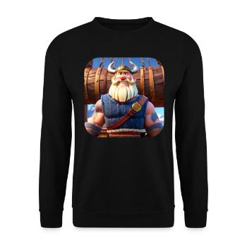 Niedliches Wikinger im Comic Style - Unisex Pullover - Schwarz - Vorne - Alina (178cm) & Michal (187cm)