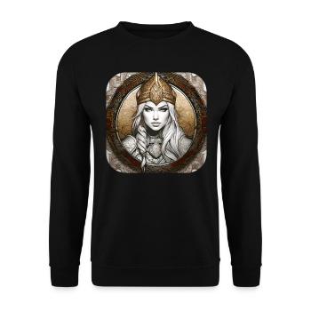 Proud Viking Germanin Shieldmaiden - Unisex Sweatshirt - black - Front - Alina (178cm) & Michal (187cm)