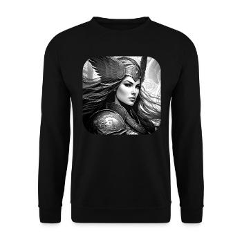 Proud Viking Germanin Shieldmaiden - Unisex Sweatshirt - black - Front - Alina (178cm) & Michal (187cm)