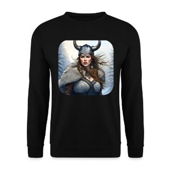 Proud Viking Germanin Shieldmaiden - Unisex Sweatshirt - black - Front - Alina (178cm) & Michal (187cm)