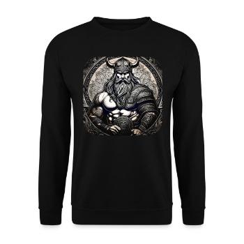 Stolzer Wikinger Krieger Germane - Unisex Pullover - Schwarz - Vorne - Alina (178cm) & Michal (187cm)