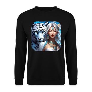 Chaman mystique avec léopard des neiges - Sweat-shirt Unisexe - noir - Devant - Alina (178cm) & Michal (187cm)