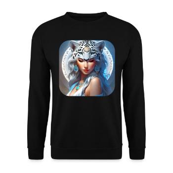 Mystic Animal Shaman Snow Leopard - Unisex Sweatshirt - black - Front - Alina (178cm) & Michal (187cm)
