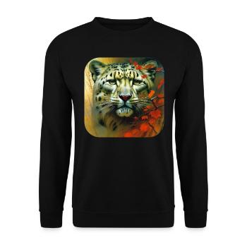 Mystical Motif Mysterious Snow Leopard - Unisex Sweatshirt - black - Front - Alina (178cm) & Michal (187cm)
