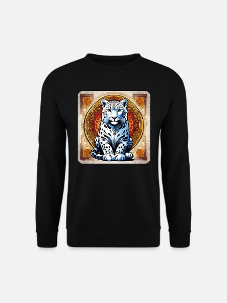 Mystisches Motiv geheimnisvoller Schneeleopard - Unisex Pullover - Schwarz