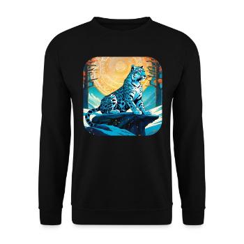 Mystical Motif Mysterious Snow Leopard - Unisex Sweatshirt - black - Front - Alina (178cm) & Michal (187cm)