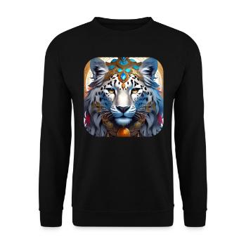 Mystical Motif Mysterious Snow Leopard - Unisex Sweatshirt - black - Front - Alina (178cm) & Michal (187cm)