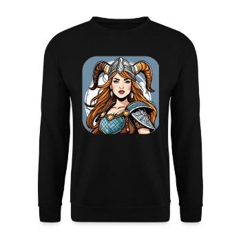 Proud Viking Germanin Shieldmaiden - Unisex Sweatshirt - black - Front - Alina (178cm) & Michal (187cm)