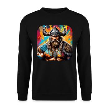 Proud Viking Warrior Germanic - Unisex Sweatshirt - black - Front - Alina (178cm) & Michal (187cm)