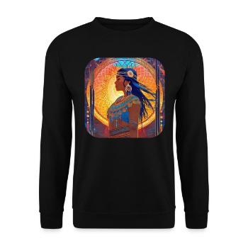 Mystical Fantasy Shaman Sorceress - Unisex Sweatshirt - black - Front - Alina (178cm) & Michal (187cm)
