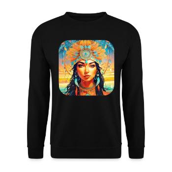 Mystical Fantasy Shaman Sorceress - Unisex Sweatshirt - black - Front - Alina (178cm) & Michal (187cm)