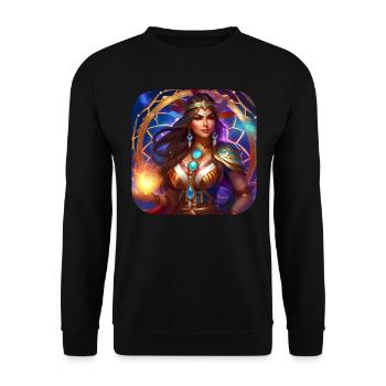 Mystische Fantasy Schamanin Zauberin - Unisex Pullover - Schwarz - Vorne - Alina (178cm) & Michal (187cm)