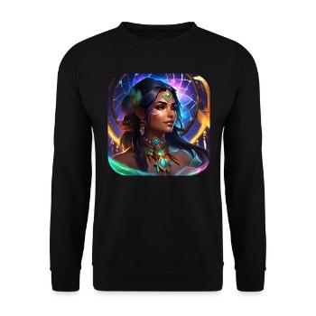 Mystical Fantasy Shaman Sorceress - Unisex Sweatshirt - black - Front - Alina (178cm) & Michal (187cm)