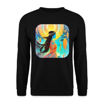 Mystical Fantasy Shaman Sorceress - Unisex Sweatshirt - black - Front - Alina (178cm) & Michal (187cm)