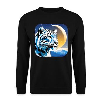 Mystical Motif Mysterious Snow Leopard - Unisex Sweatshirt - black - Front - Alina (178cm) & Michal (187cm)