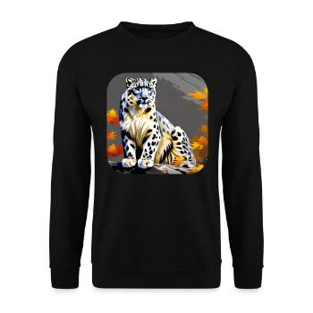 Mystical Motif Mysterious Snow Leopard - Unisex Sweatshirt - black - Front - Alina (178cm) & Michal (187cm)