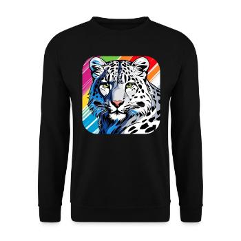 Mystical Motif Mysterious Snow Leopard - Unisex Sweatshirt - black - Front - Alina (178cm) & Michal (187cm)