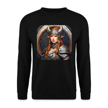 Proud Viking Germanin Shieldmaiden - Unisex Sweatshirt - black - Front - Alina (178cm) & Michal (187cm)