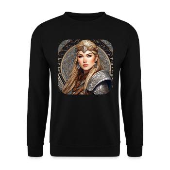 Proud Viking Germanin Shieldmaiden - Unisex Sweatshirt - black - Front - Alina (178cm) & Michal (187cm)