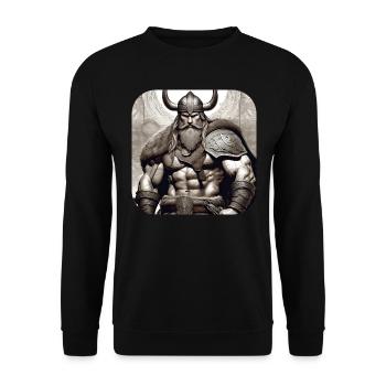 Proud Viking Warrior Germanic - Unisex Sweatshirt - black - Front - Alina (178cm) & Michal (187cm)