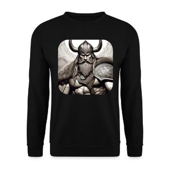 Proud Viking Warrior Germanic - Unisex Sweatshirt - black - Front - Alina (178cm) & Michal (187cm)