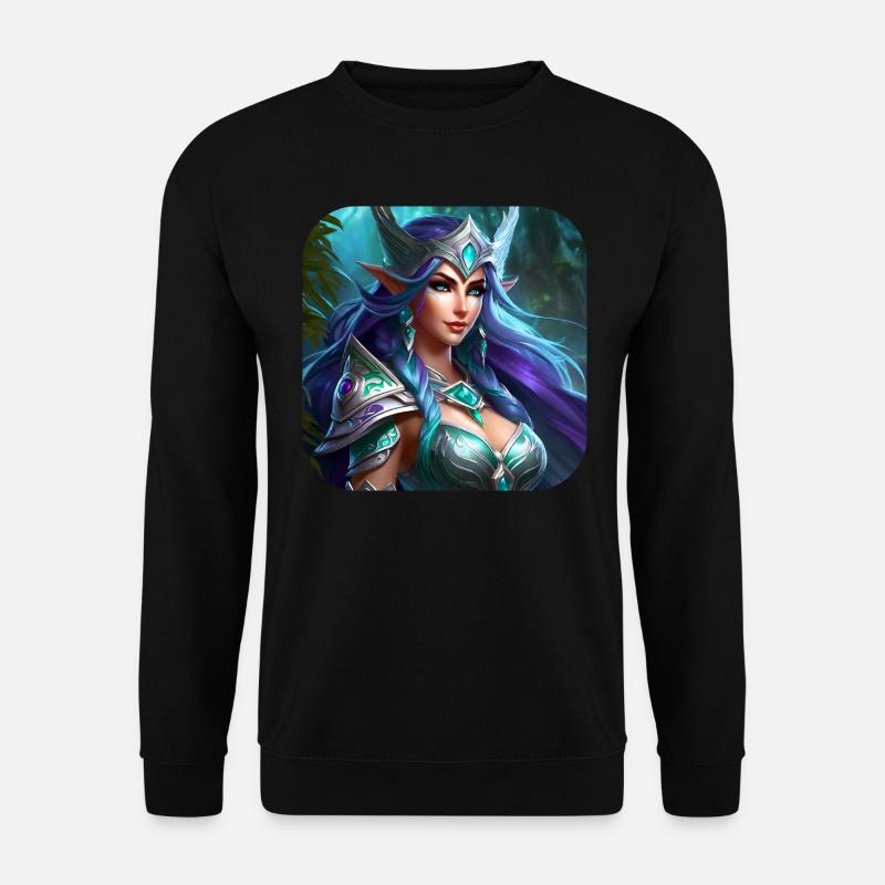 Stolze Fantasy Elfenkriegerin - Unisex Pullover - Schwarz