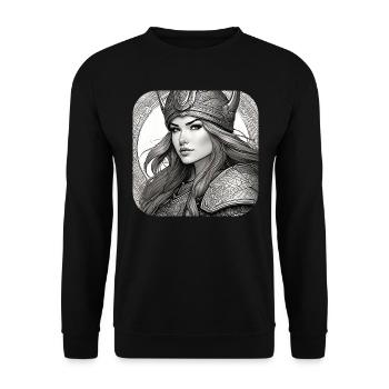 Fière Viking Germanin Shieldmaiden - Sweat-shirt Unisexe - noir - Devant - Alina (178cm) & Michal (187cm)
