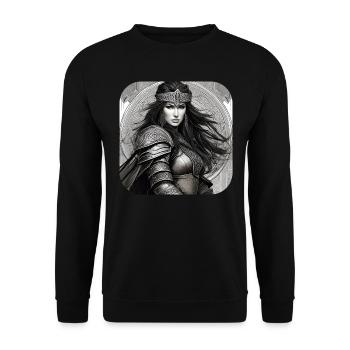 Proud Viking Germanin Shieldmaiden - Unisex Sweatshirt - black - Front - Alina (178cm) & Michal (187cm)