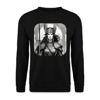 Proud Viking Germanin Shieldmaiden - Unisex Sweatshirt - black - Front - Alina (178cm) & Michal (187cm)