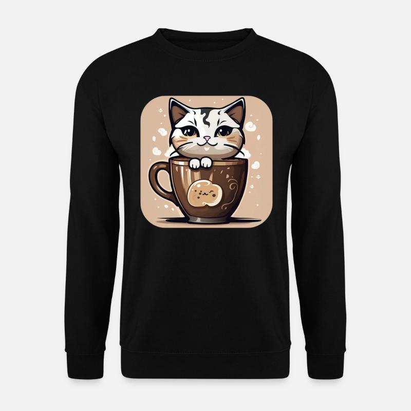 Chat de café mignon - Sweat-shirt Unisexe - noir