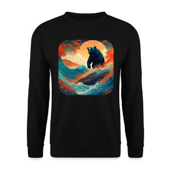Proud bear in retro style - Unisex Sweatshirt - black - Front - Alina (178cm) & Michal (187cm)