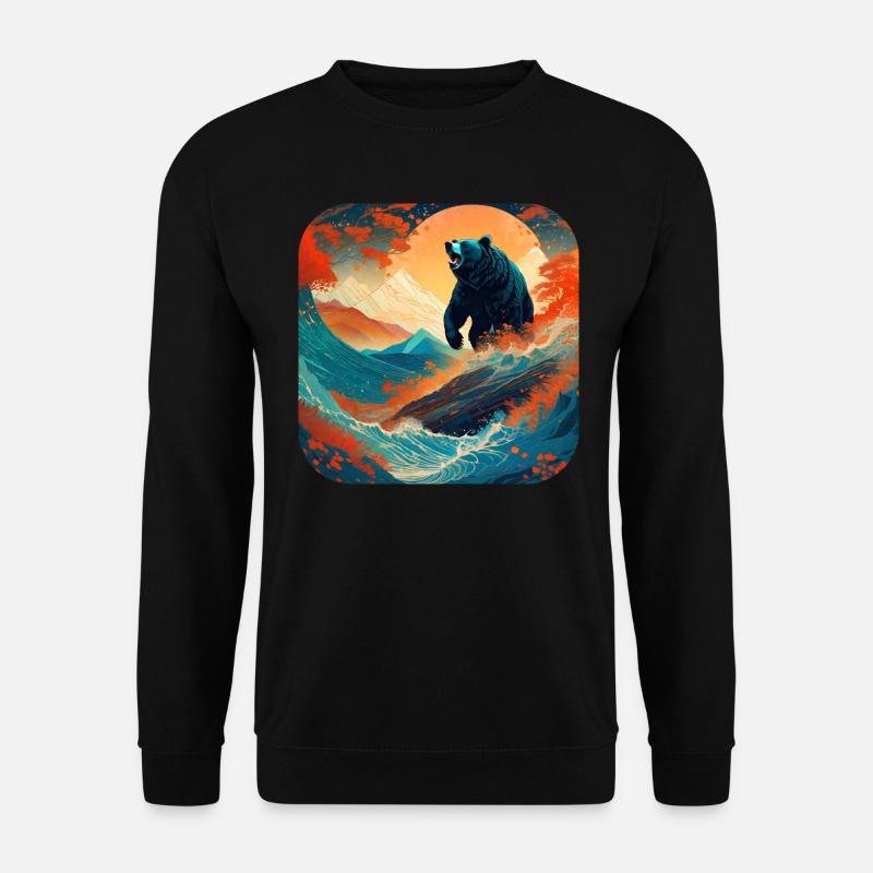 Stolzer Bär im Retro Style - Unisex Pullover - Schwarz