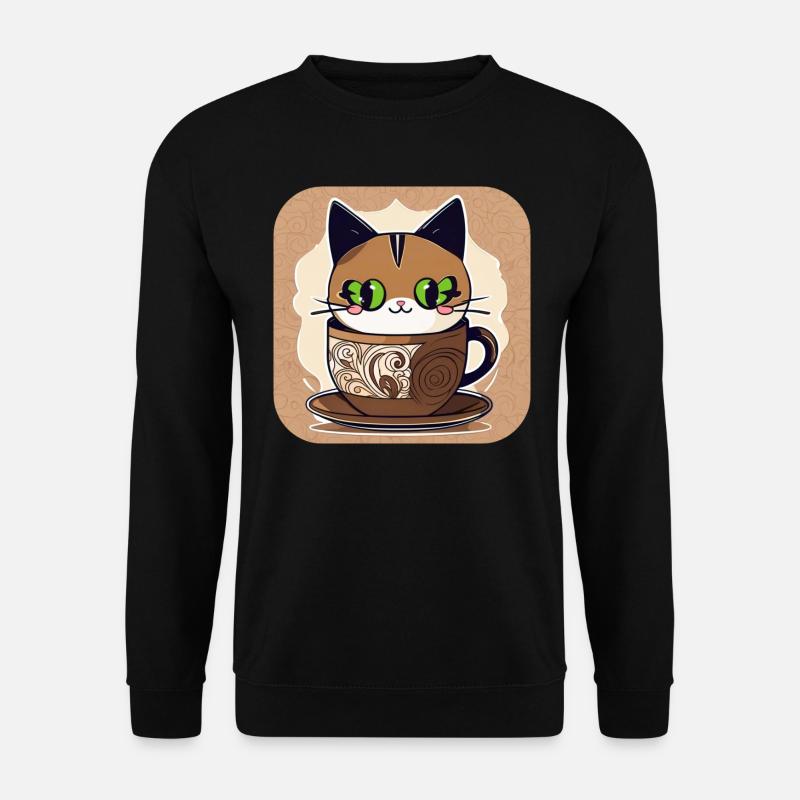 Cute Coffee Cat - Unisex Sweatshirt - black