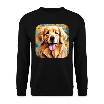 Niedlicher golden Retriever - Unisex Pullover - Schwarz - Vorne - Alina (178cm) & Michal (187cm)