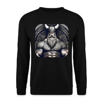 Stolzer Wikinger Krieger Germane - Unisex Pullover - Schwarz - Vorne - Alina (178cm) & Michal (187cm)