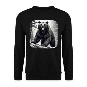 Proud Roaring Bear - Unisex Sweatshirt - black - Front - Alina (178cm) & Michal (187cm)