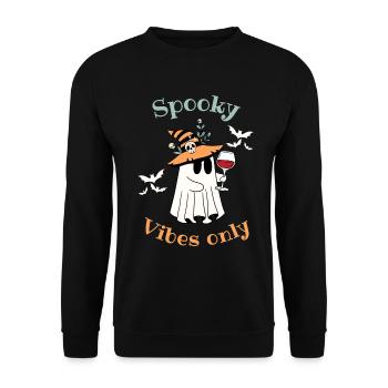 Funny Halloween Ghost - Unisex Sweatshirt - black - Front - Alina (178cm) & Michal (187cm)