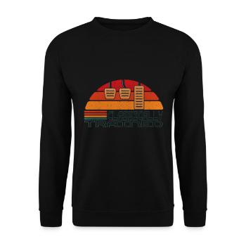 Manuelle Gangschaltung Knüppelschaltung - Unisex Pullover - Schwarz - Vorne - Alina (178cm) & Michal (187cm)