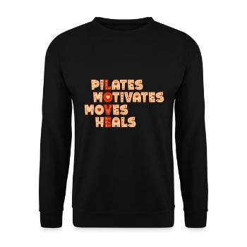 Pilates Motiviert Bewegt Heilt - Unisex Pullover - Schwarz - Vorne - Alina (178cm) & Michal (187cm)