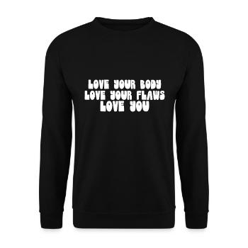 Liebe deinen Körper - Unisex Pullover - Schwarz - Vorne - Alina (178cm) & Michal (187cm)